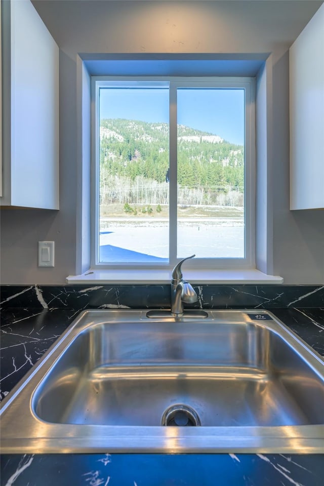 room details with sink and white cabinets