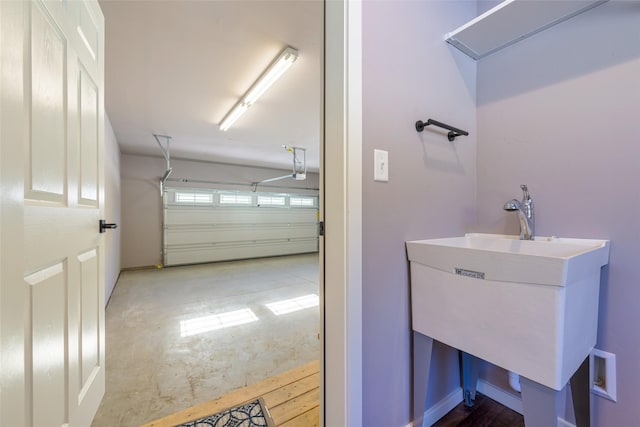 garage featuring sink