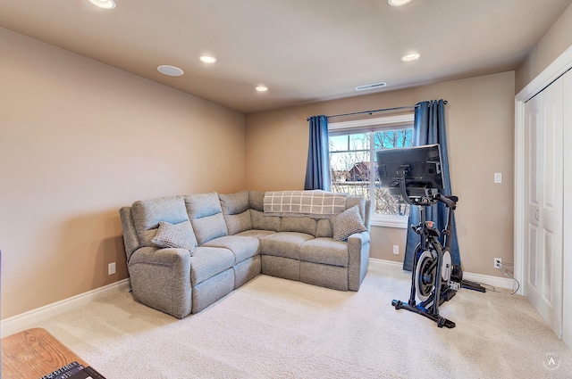 living room featuring carpet floors