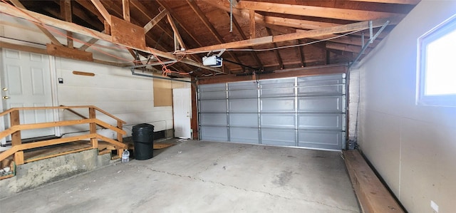 garage with a garage door opener