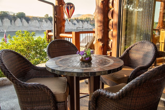 balcony with a mountain view