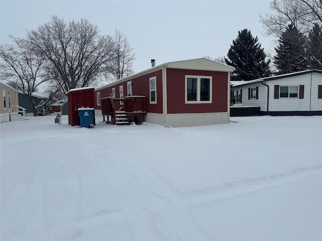 view of snow covered exterior