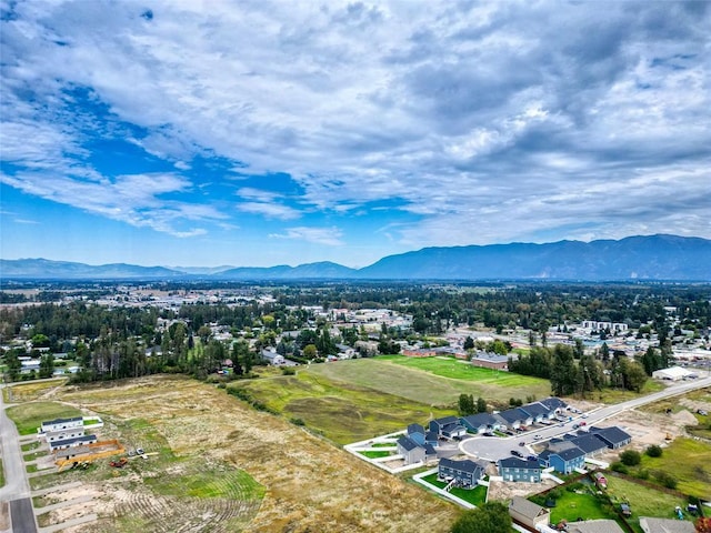 aerial view with a mountain view