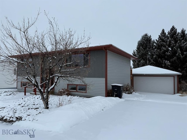 exterior space with a garage