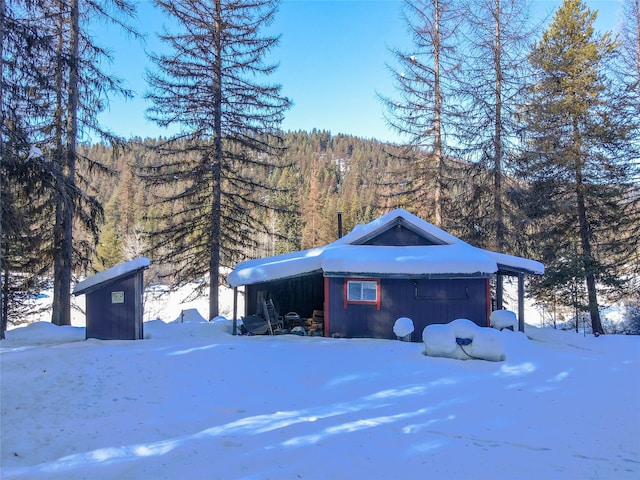 view of snowy exterior