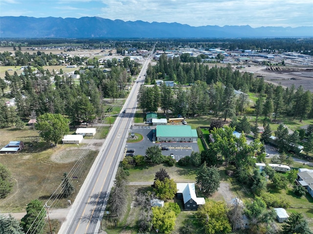 bird's eye view with a mountain view