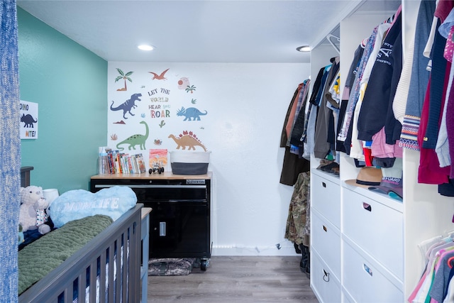 bedroom featuring light wood-type flooring