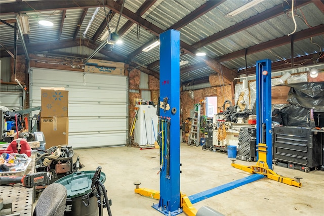 garage with a garage door opener