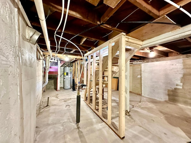 basement with electric water heater