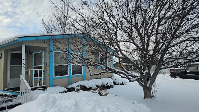 view of snowy exterior