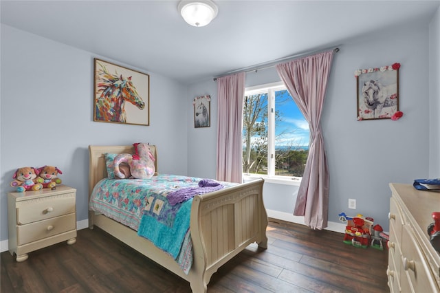 bedroom featuring dark hardwood / wood-style floors