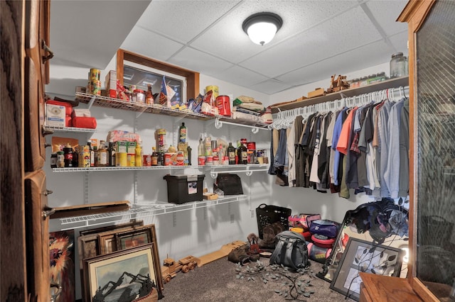 spacious closet featuring a paneled ceiling