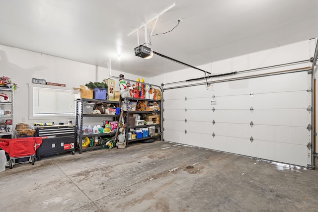 garage with a garage door opener