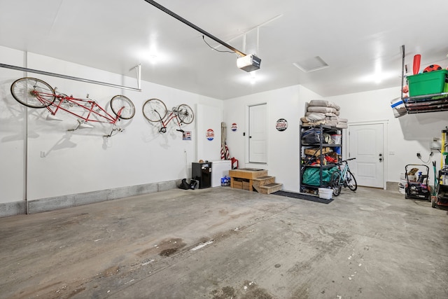 garage with a garage door opener