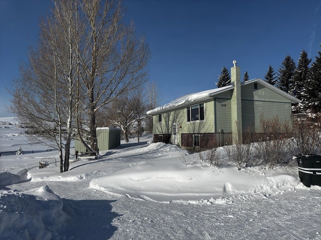 view of snow covered exterior