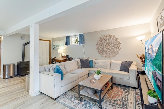 living room with light hardwood / wood-style floors