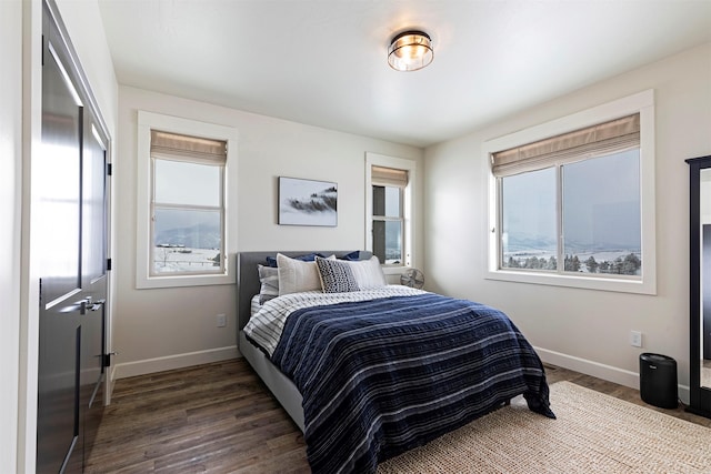 bedroom featuring dark wood-type flooring