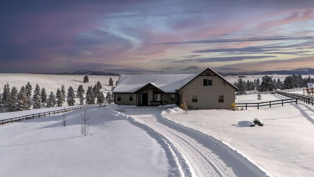 exterior space featuring a mountain view