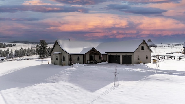 view of snow covered property