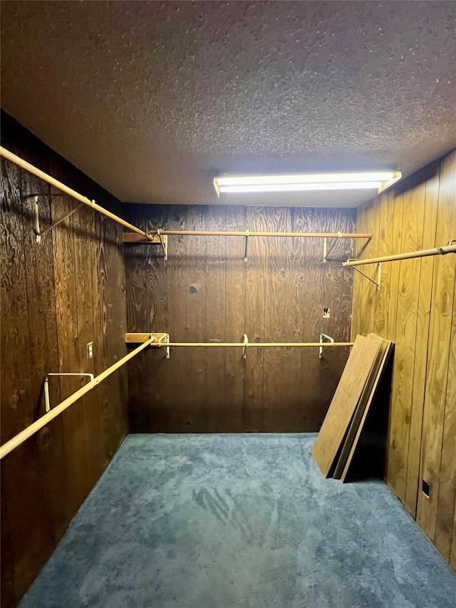 walk in closet featuring carpet flooring