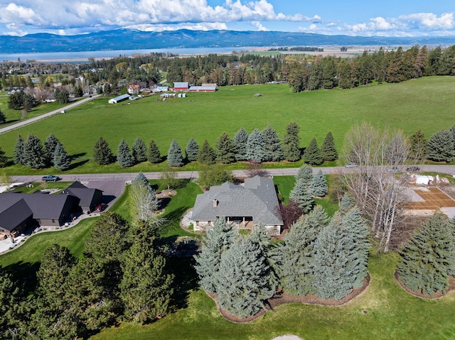 bird's eye view with a mountain view