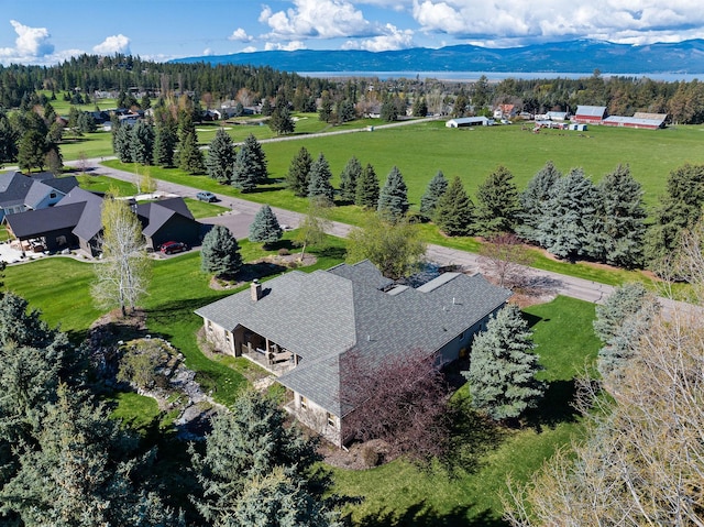 aerial view with a mountain view