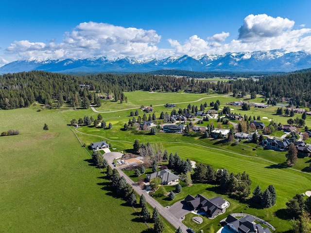 bird's eye view with a mountain view