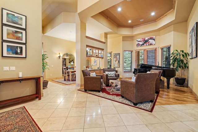 107 Whitetail Ct, Bigfork, MT 59911 - lobby featuring a high ceiling, crown molding, and recessed lighting
