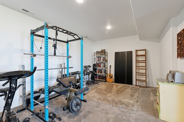 workout room with carpet floors