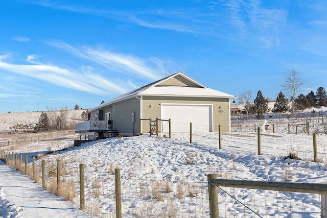 exterior space with a garage