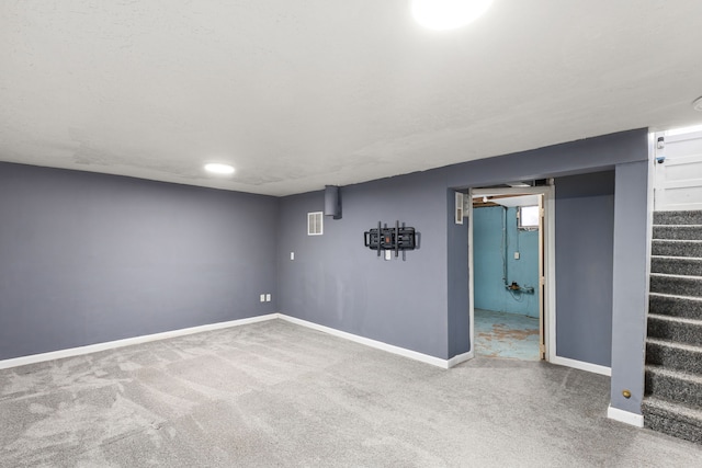 basement with carpet