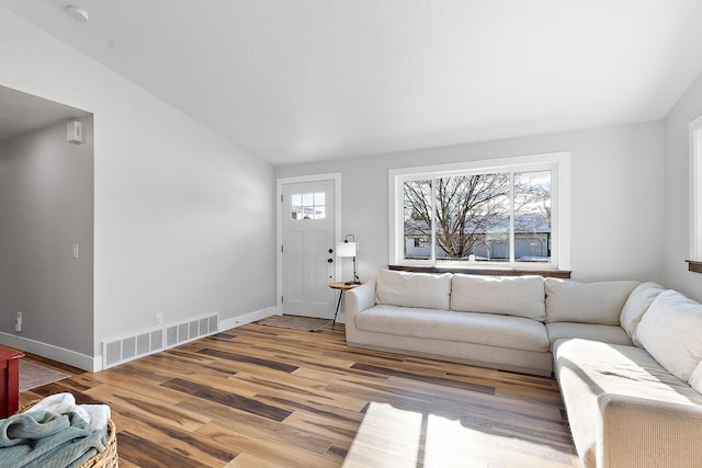 living room with hardwood / wood-style floors