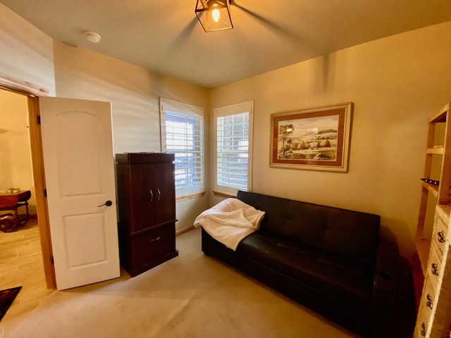 sitting room featuring carpet