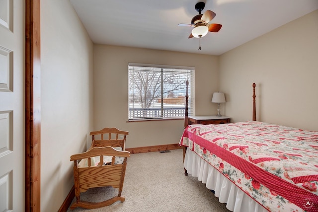 bedroom with carpet and ceiling fan