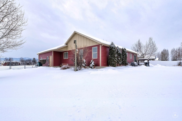 view of snow covered exterior