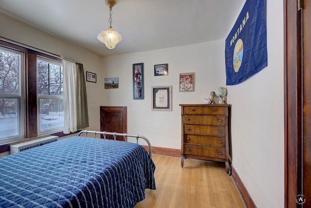 bedroom with light hardwood / wood-style floors