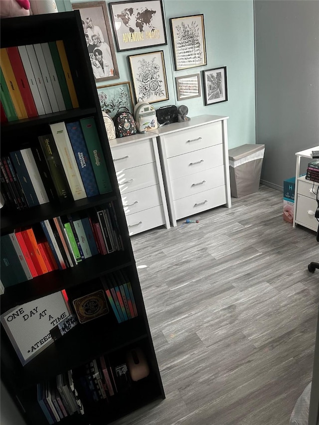 interior space with light hardwood / wood-style flooring