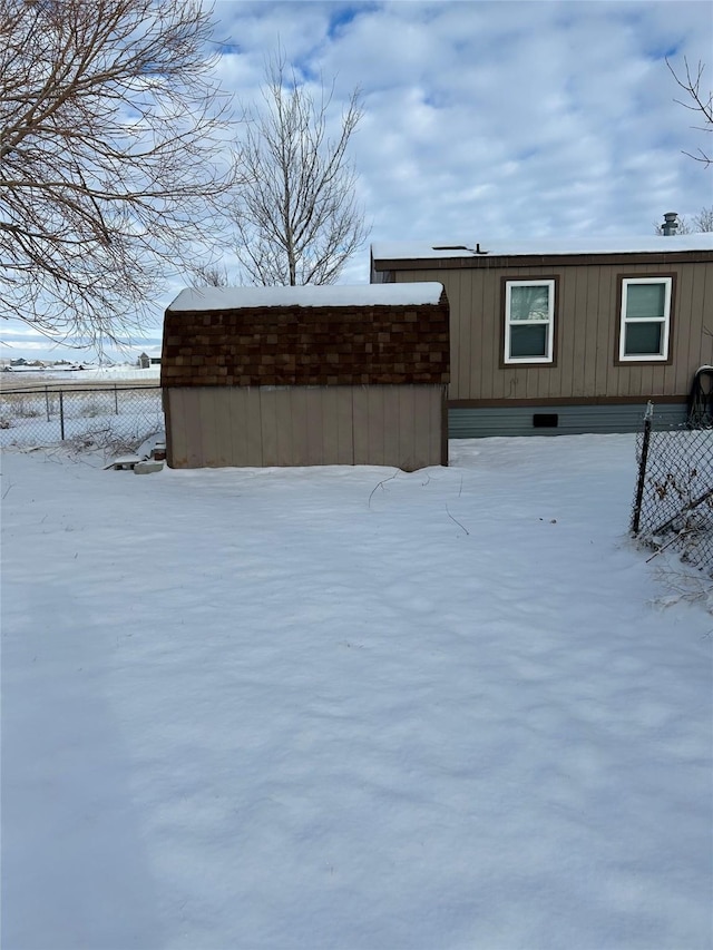 view of snow covered structure