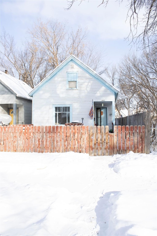 view of snow covered exterior