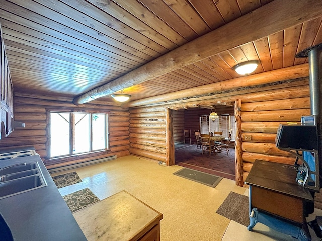 68 River Dr, Cascade, MT 59421 - living room with wood ceiling with exposed beams