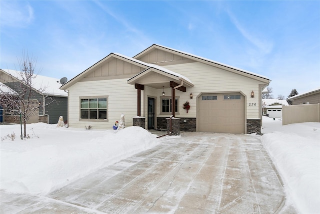 view of front of property with a garage