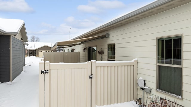 view of snow covered exterior