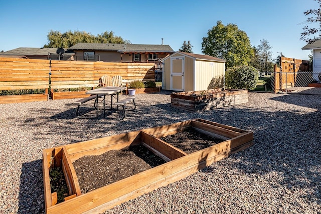 view of yard with a shed