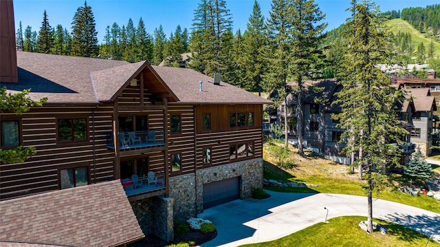 view of front of property with a garage