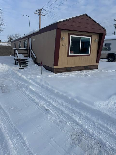 view of snow covered exterior