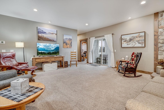 living room with carpet floors