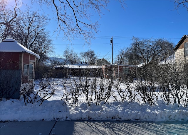 view of yard layered in snow