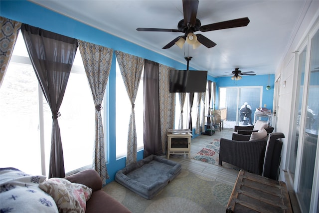 living room with hardwood / wood-style flooring