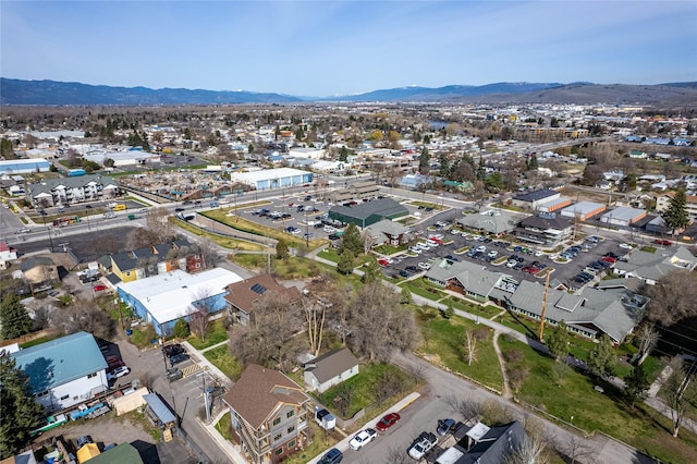 aerial view with a mountain view