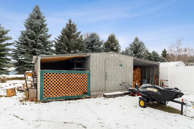 view of snow covered structure